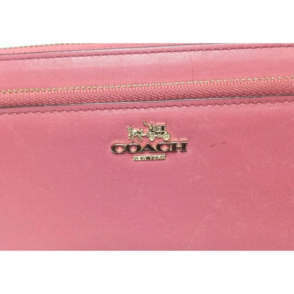 Vintage Coach Accordion Double Zip Wallet Smooth Leather Raspberry Red Y2K